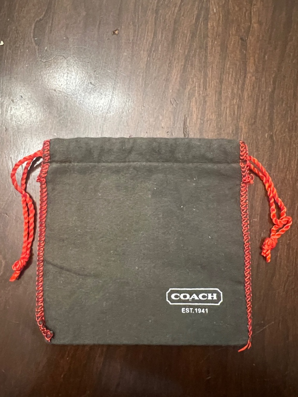 Coach Black Pouch with Red Trim and Braided Drawstrings
